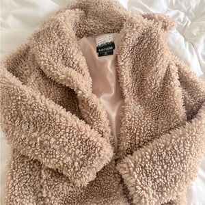 Kensie Beige Faux Fur Jacket
